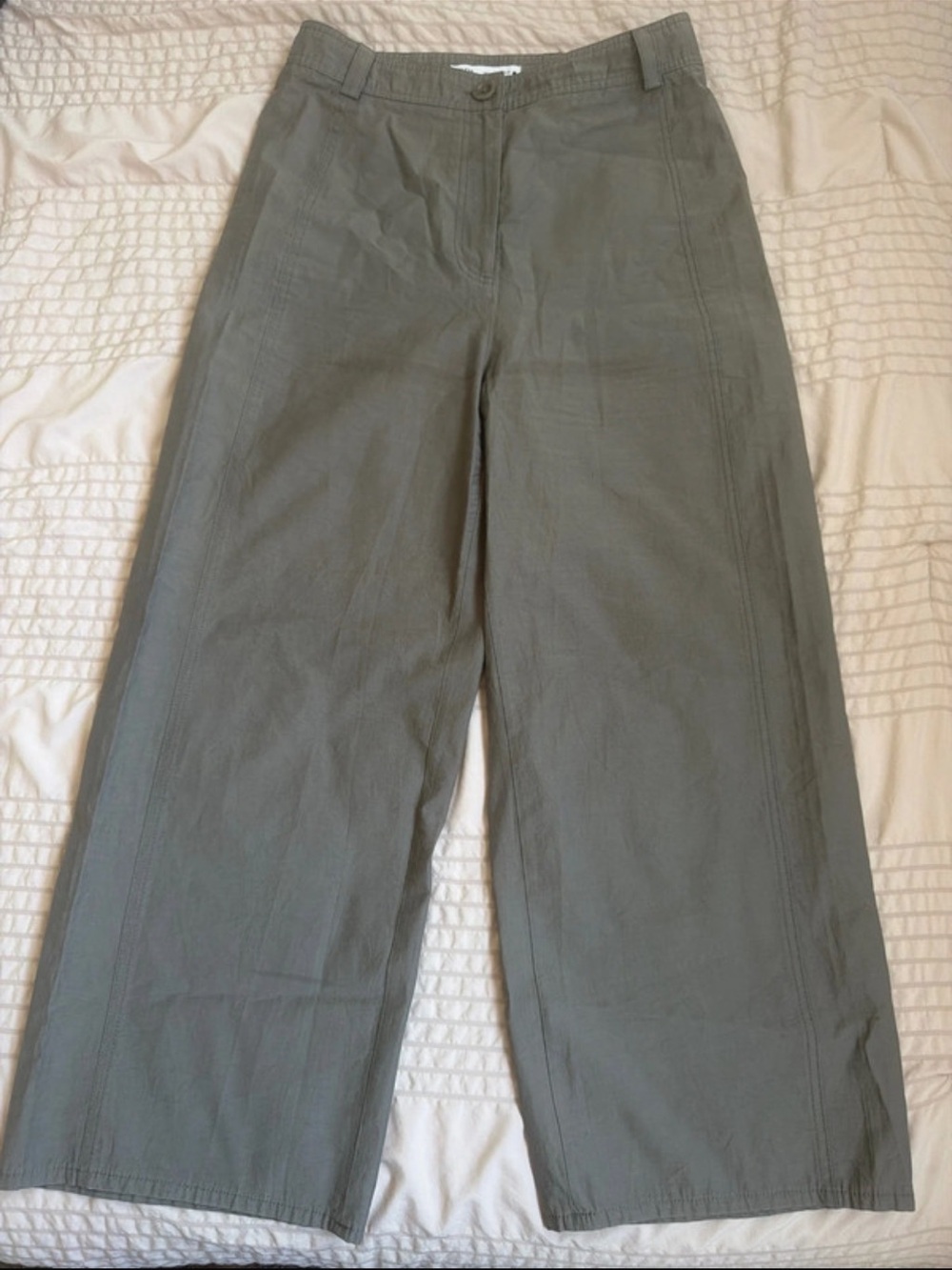 Zara Olive Green Wide-Leg Pants